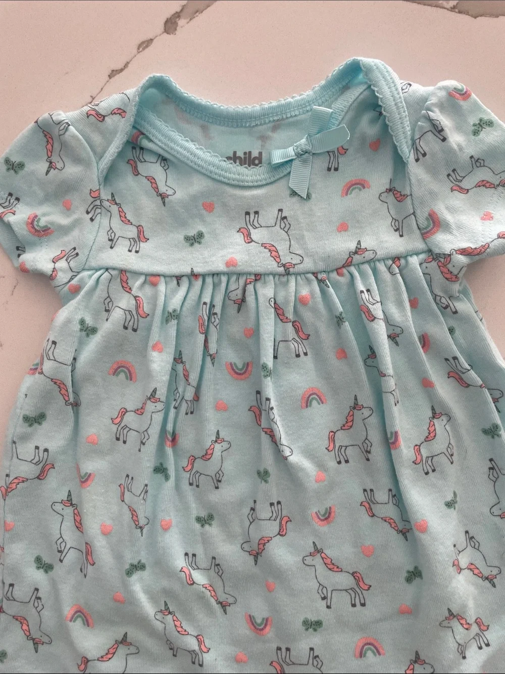 Unicorn Print Baby Dress Bodysuit